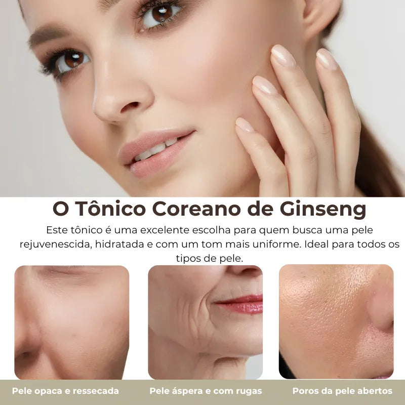 Tônico Coreano de Essência Ginseng - Antienvelhecimento e Clareamento