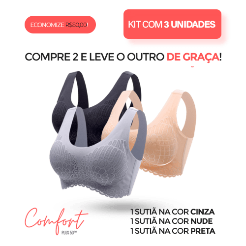 Pague 1 Leve 3 - Sutiã de Renda Com Silicone Bojo Corretor Postural