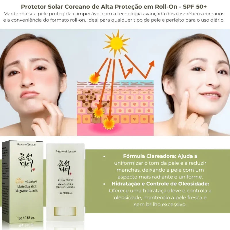 Protetor Solar Coreano de Alta Proteção em Roll-On - SPF 50+